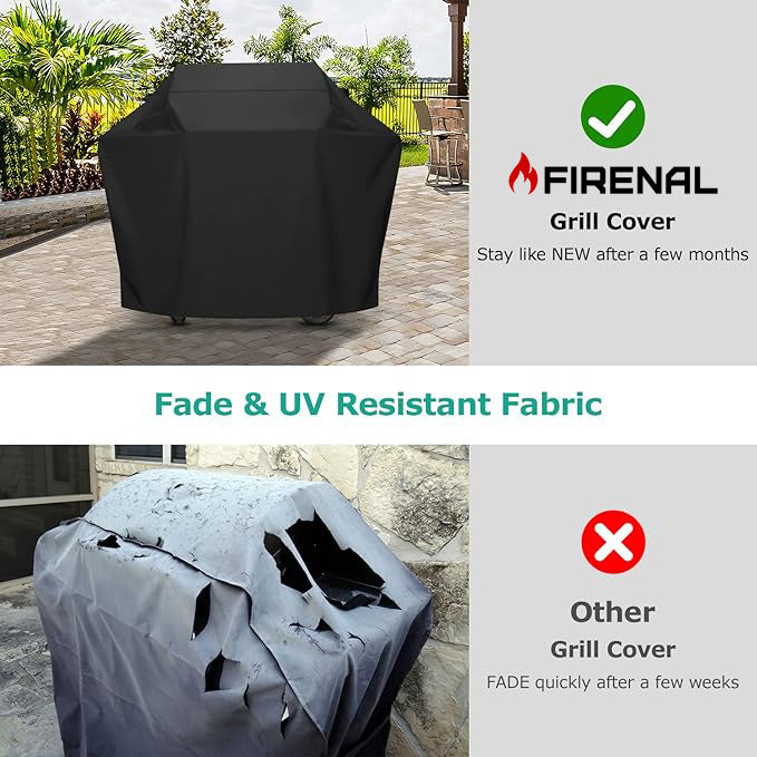 Firenal Grill Cover, Outdoor Heavy Duty Waterproof Barbecue Gas Cover, UV & Fade Resistant, All Weather Protection Compatible for Firenal Grills and More, Black