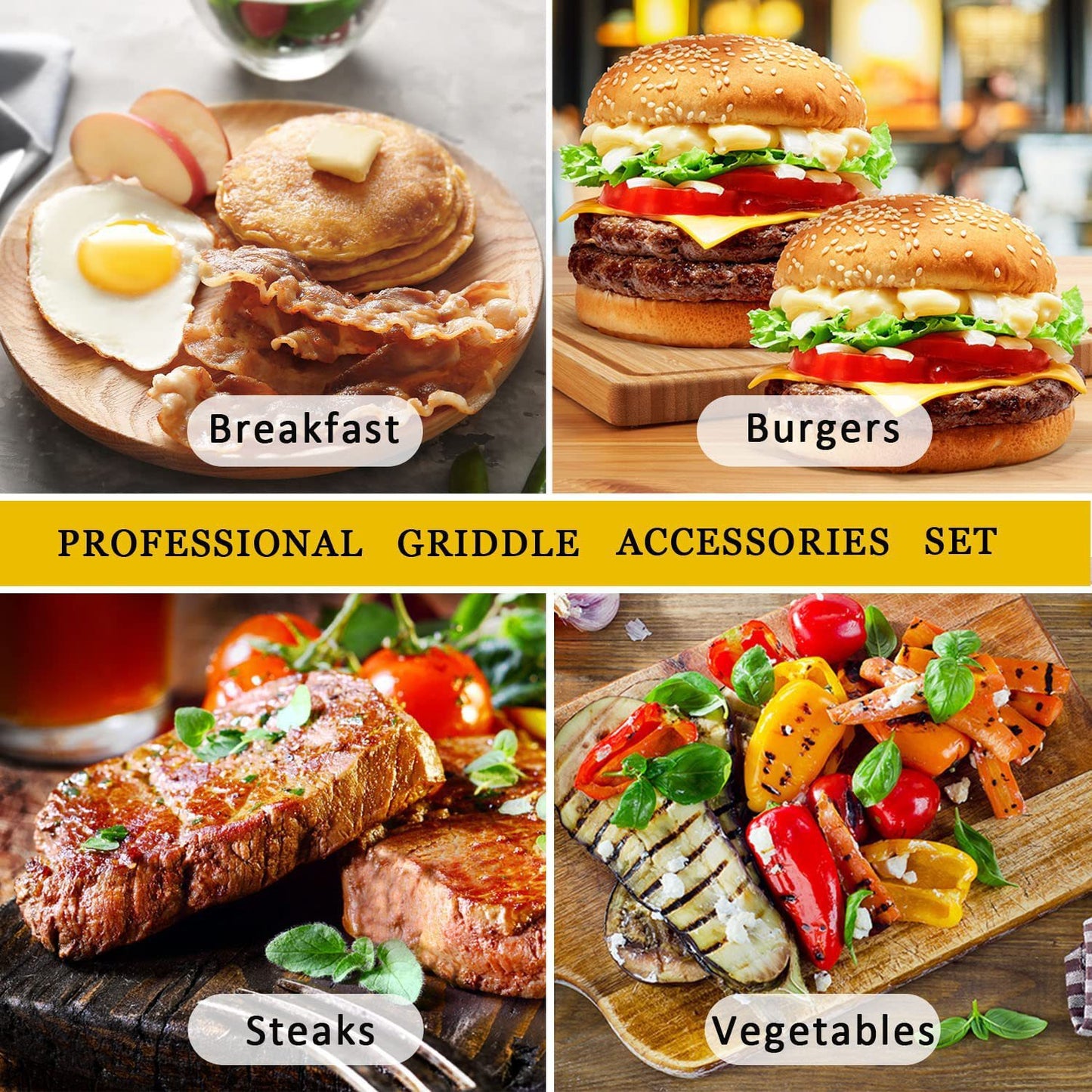 14Pcs Grill Accessories Grilling Gifts for Men, 15 Inches Heavy Duty BBQ Accessories, Stainless Steel Grill Tools, Grill Mats for Backyard, BBQ Set for Men Women