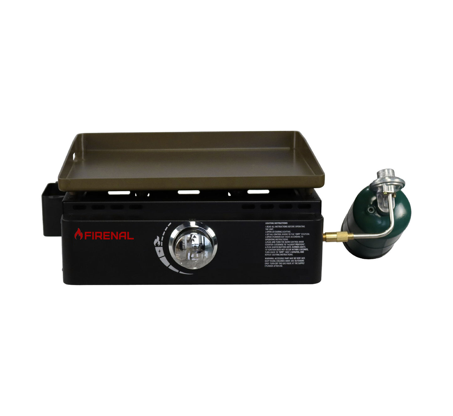 Firenal 19" Non-stick one burner stainless steel front Tabletop Gas Griddle ,Tabletop Griddle with Stainless Steel Faceplate, Powder Coated Steel, Black,Silver