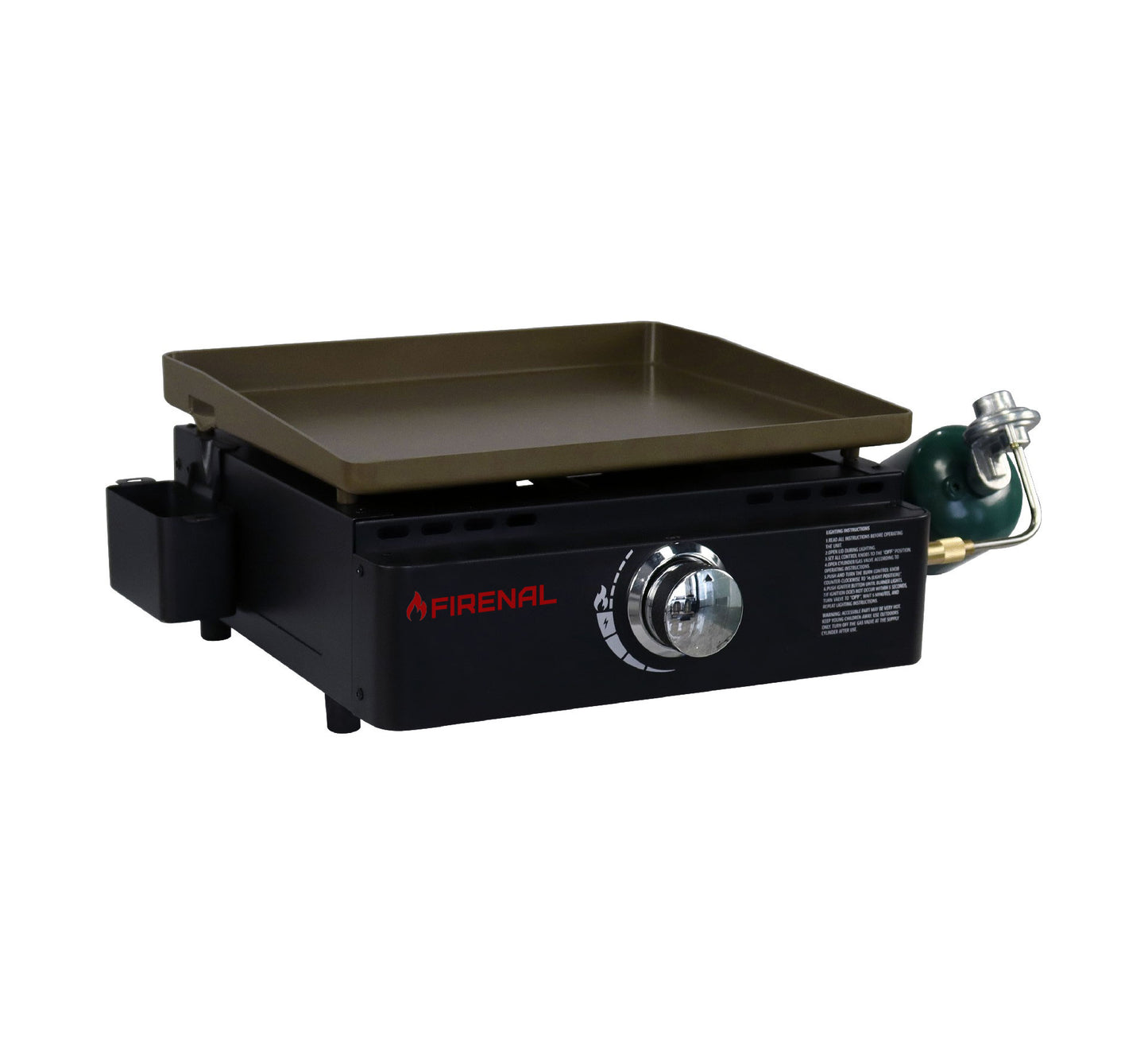 Firenal 19" Non-stick one burner stainless steel front Tabletop Gas Griddle ,Tabletop Griddle with Stainless Steel Faceplate, Powder Coated Steel, Black,Silver