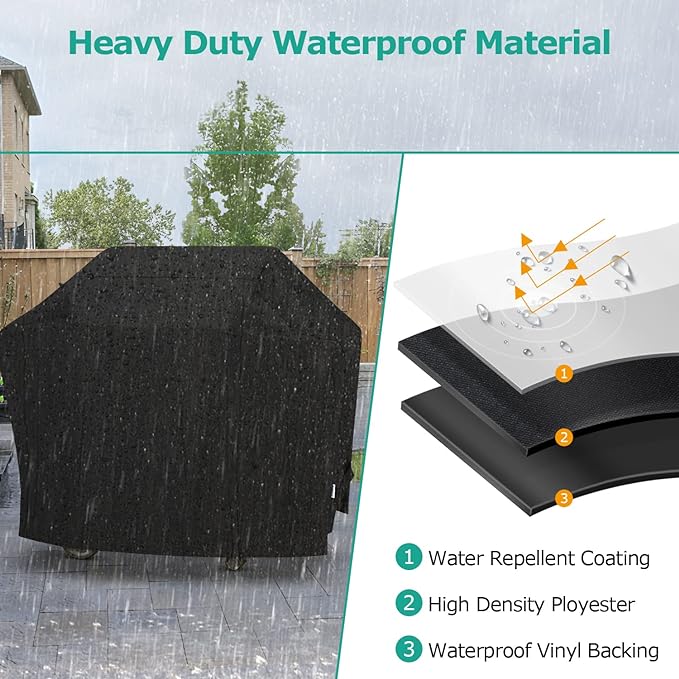 Firenal Grill Cover, Outdoor Heavy Duty Waterproof Barbecue Gas Cover, UV & Fade Resistant, All Weather Protection Compatible for Firenal Grills and More, Black