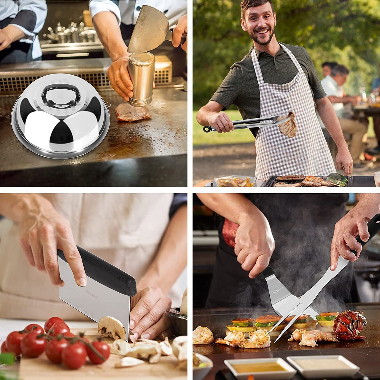 14Pcs Grill Accessories Grilling Gifts for Men, 15 Inches Heavy Duty BBQ Accessories, Stainless Steel Grill Tools, Grill Mats for Backyard, BBQ Set for Men Women