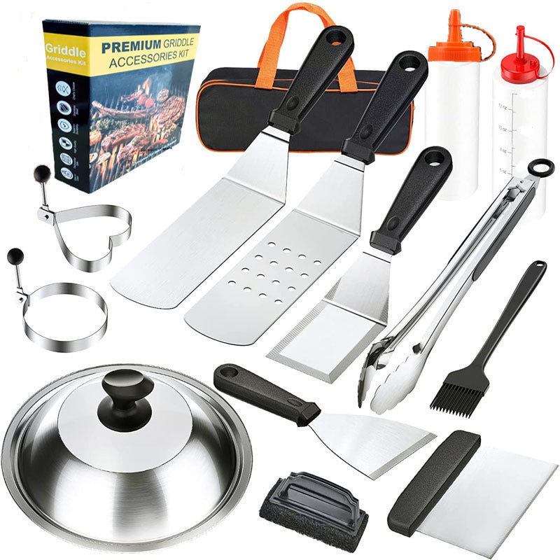 14Pcs Grill Accessories Grilling Gifts for Men, 15 Inches Heavy Duty BBQ Accessories, Stainless Steel Grill Tools, Grill Mats for Backyard, BBQ Set for Men Women