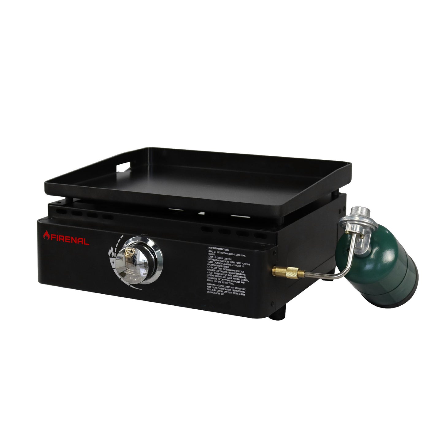 Firenal 19" Non-stick one burner stainless steel front Tabletop Gas Griddle ,Tabletop Griddle with Stainless Steel Faceplate, Powder Coated Steel, Black,Silver